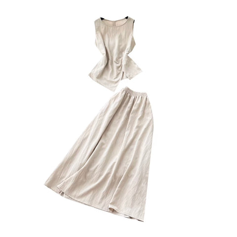 Casual Vest & Skirt Simple Design 2Pcs