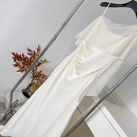 High-end Ruffled Satin Slip Dress