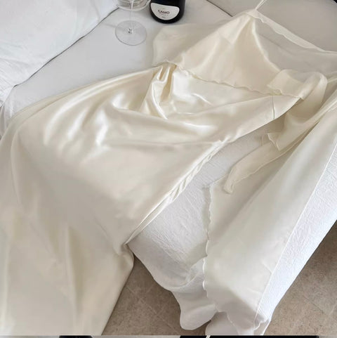 High-end Ruffled Satin Slip Dress
