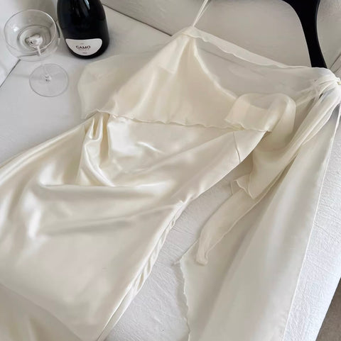 High-end Ruffled Satin Slip Dress