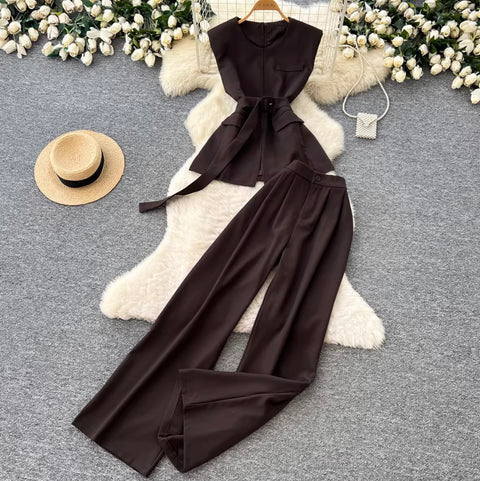 Korean Style Waistcoat & Trousers 2Pcs