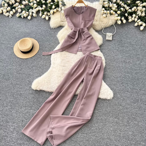 Korean Style Waistcoat & Trousers 2Pcs