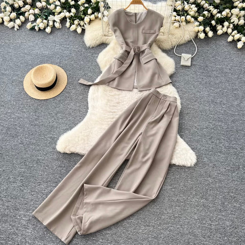 Korean Style Waistcoat & Trousers 2Pcs