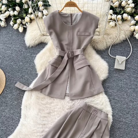 Korean Style Waistcoat & Trousers 2Pcs
