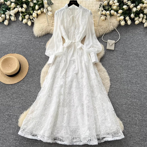 Elegant Delicate Crochet Lace Dress