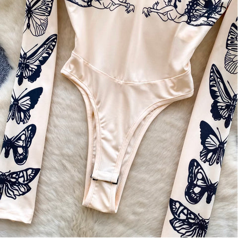 Sexy Butterfly Print V-neck Jumpsuit