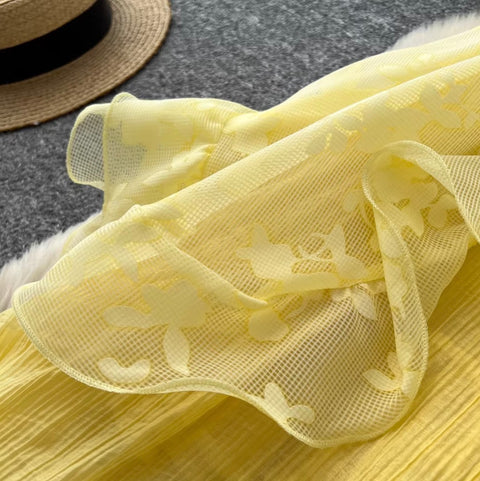 Fairy Yellow Ruffled Slip Dress