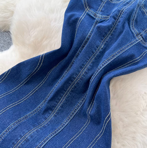 Off-shoulder Denim Bustier Dress