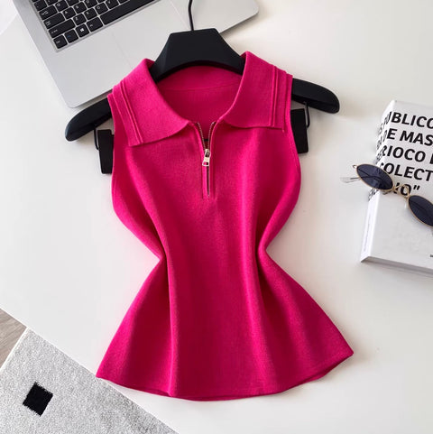 Korean Style Lapeled Knitwear Vest