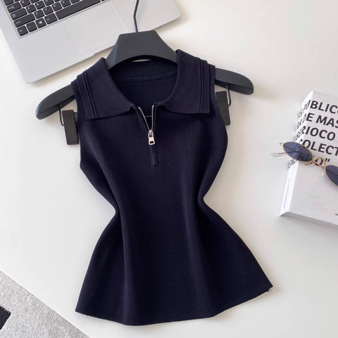 Korean Style Lapeled Knitwear Vest