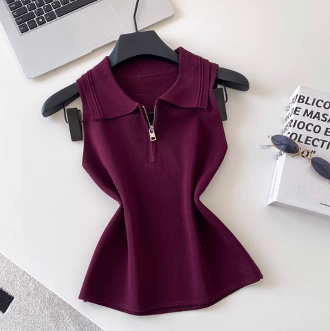 Korean Style Lapeled Knitwear Vest