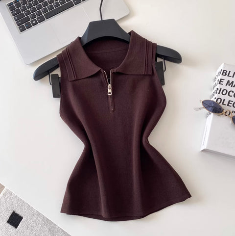 Korean Style Lapeled Knitwear Vest