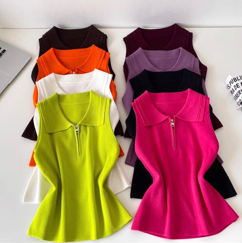 Korean Style Lapeled Knitwear Vest