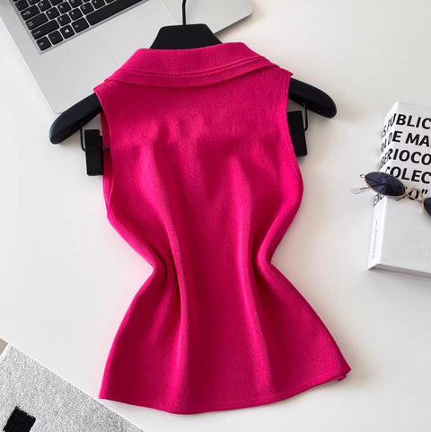 Korean Style Lapeled Knitwear Vest