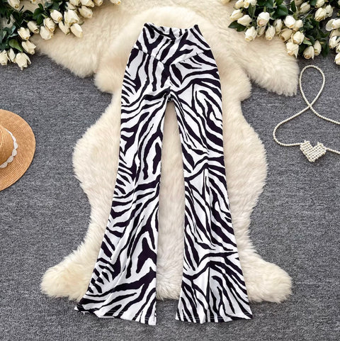 Zebra Print Casual Straight Trousers