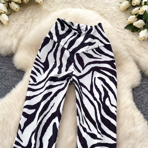 Zebra Print Casual Straight Trousers