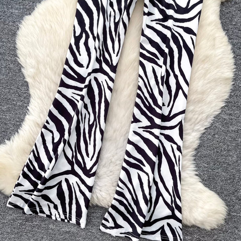 Zebra Print Casual Straight Trousers