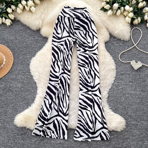 Zebra Print Casual Straight Trousers