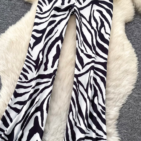 Zebra Print Casual Straight Trousers