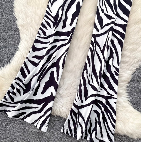 Zebra Print Casual Straight Trousers