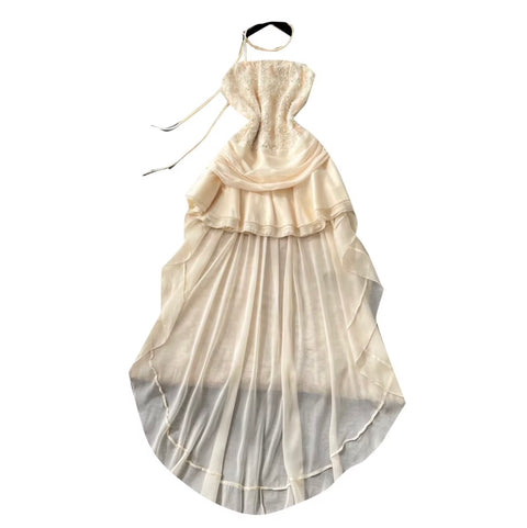 Niche Lace Patchwork Mesh Dress