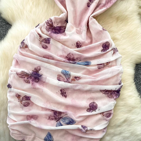 Chinese Style Butterfly Print Cheongsam