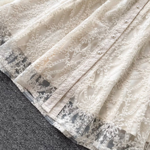 French Style Stand Collar Lace Dress