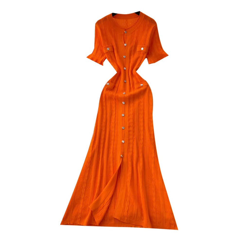 Simple Design Hollowed Knit Dress