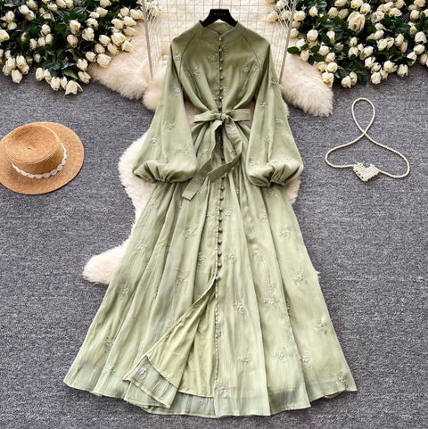 French Style Embroidered A-line Dress