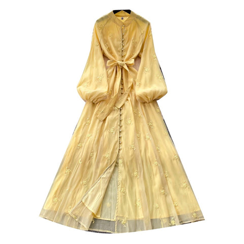 French Style Embroidered A-line Dress