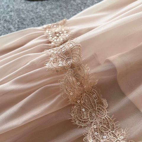 Puffy Sleeve Beaded Embroidery Dress