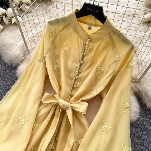 French Style Embroidered A-line Dress