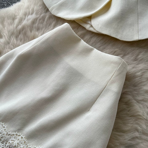 Vest & Skirt Lace Patchwork 2Pcs