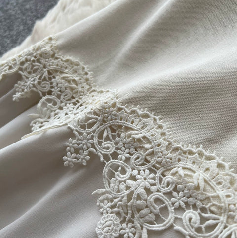 Vest & Skirt Lace Patchwork 2Pcs