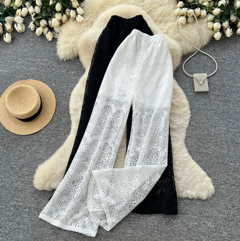 Korean Style Hollowed Lace Trousers