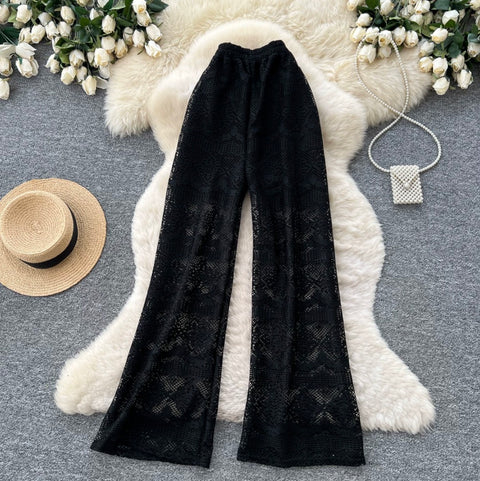 Korean Style Hollowed Lace Trousers