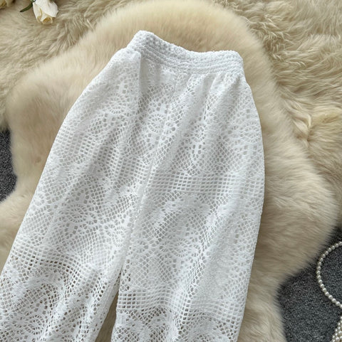 Korean Style Hollowed Lace Trousers