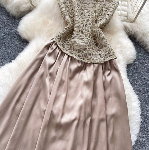Embroidery Lace Patchwork Sleeveless Dress