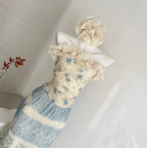 Off-shoulder Top & Fishtail Skirt Floral 2Pcs