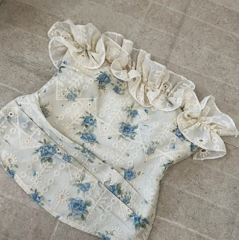 Off-shoulder Top & Fishtail Skirt Floral 2Pcs