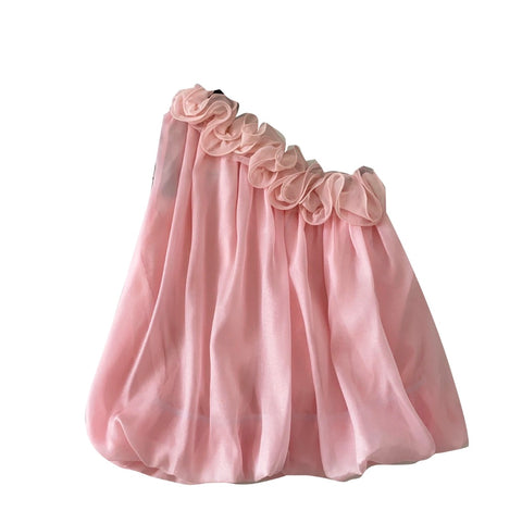 Sweetie Ruffled Neckline Mesh Top