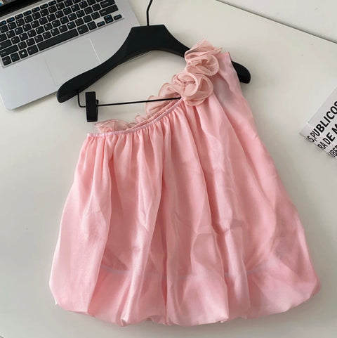 Sweetie Ruffled Neckline Mesh Top