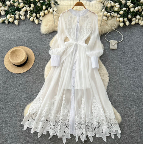 Hollowed Embroidery Lace Dress