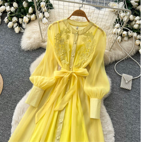 Hollowed Embroidery Lace Dress