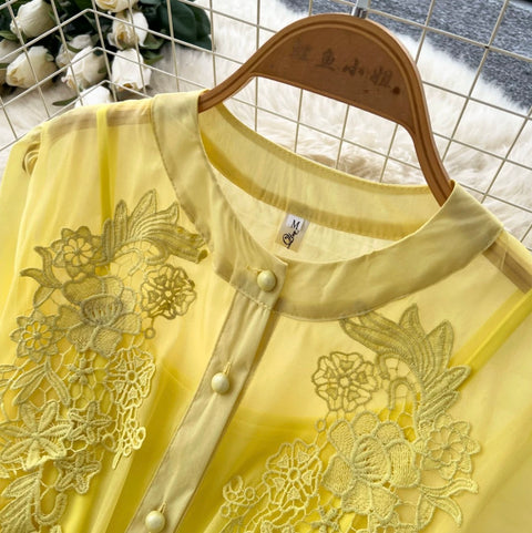 Hollowed Embroidery Lace Dress