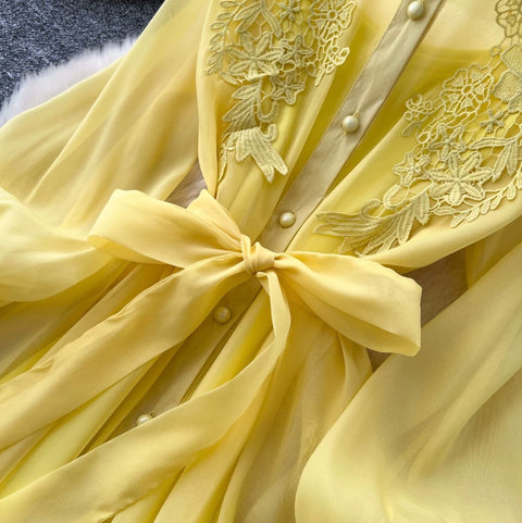 Hollowed Embroidery Lace Dress
