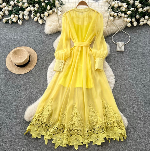 Hollowed Embroidery Lace Dress
