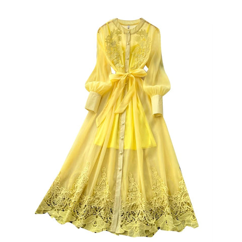 Hollowed Embroidery Lace Dress