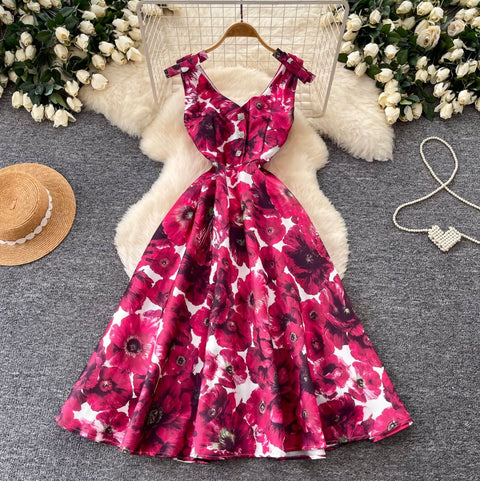 High-end Floral Print A-line Dress