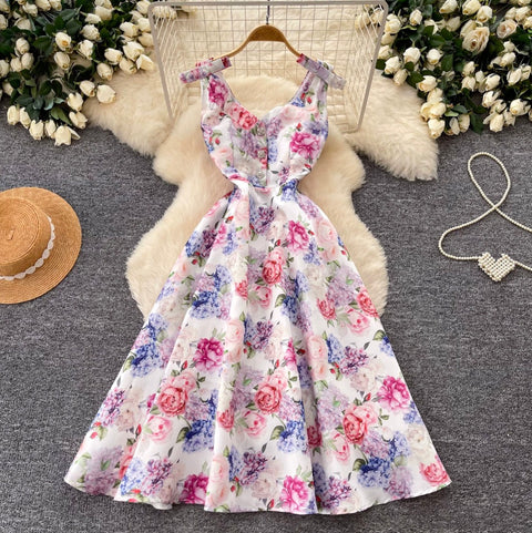 High-end Floral Print A-line Dress